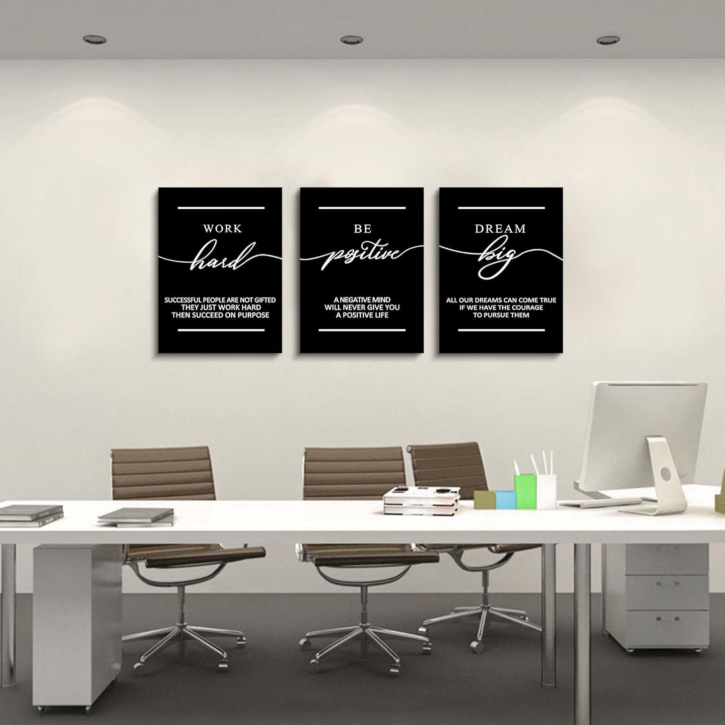 Inspirational Canvas Painting Wall Art -EPHANY ART,Mindset Quotes Prints, Success Framed Entrepreneur Poster Positive Quotes Wall Poster for Home Office Workplace (M-3pcs,12x16inchx3pcs)