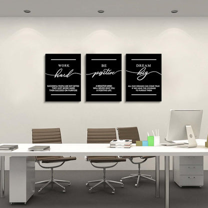 Inspirational Canvas Painting Wall Art -EPHANY ART,Mindset Quotes Prints, Success Framed Entrepreneur Poster Positive Quotes Wall Poster for Home Office Workplace (M-3pcs,12x16inchx3pcs)