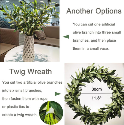 Heleze 39 Inch Artificial Olive Branches for Vases, Fake Plants Greenery Stems with 222 Leaves Faux Olive Tree Branches Home Decor Indoor 4PCS