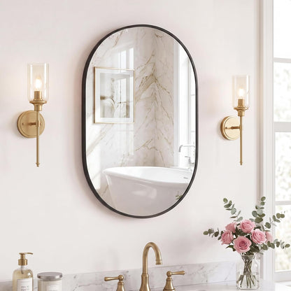 Sweetcrispy 20"x30" Arched Gold Bathroom Mirrors for Wall, Bathroom Mirrors for Over Sink, Metal Framed with HD Shatter-Proof Glass for Entryway, Living Room, Bedroom