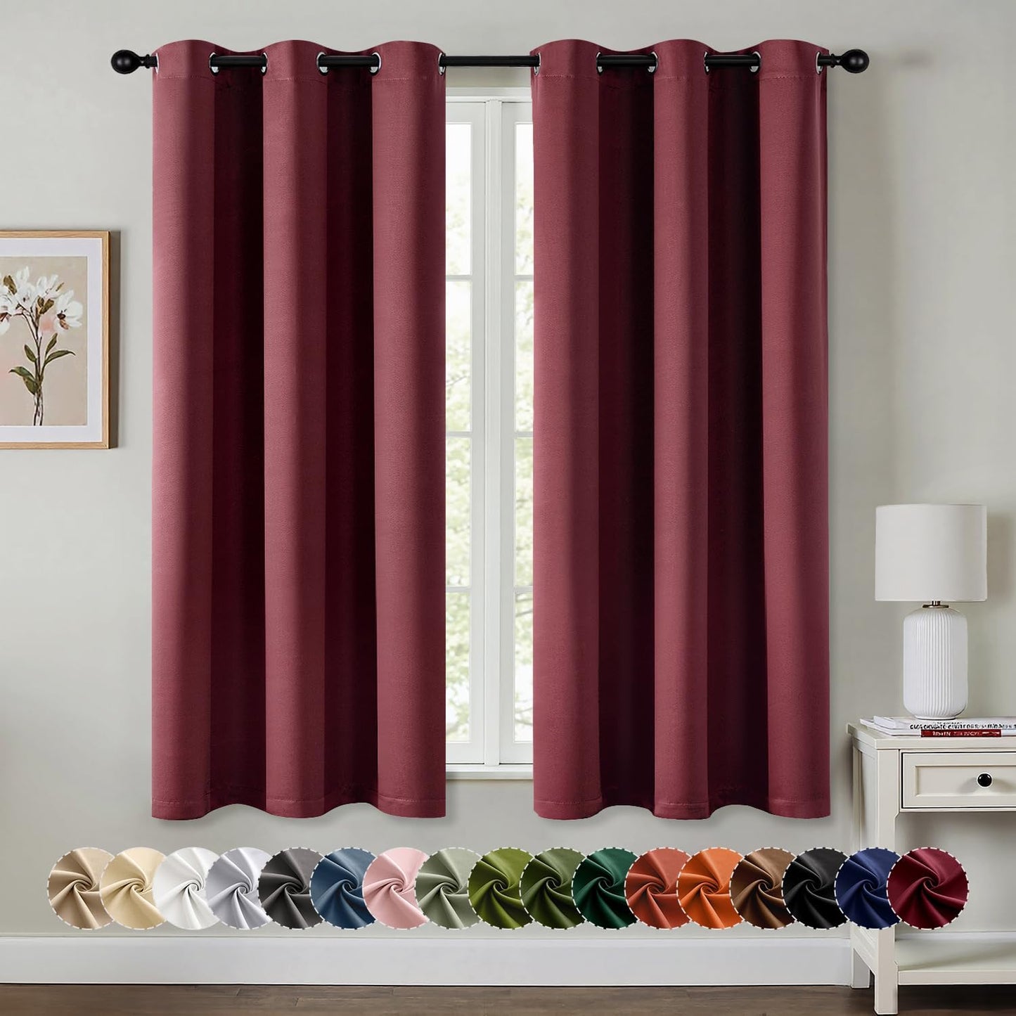 MIULEE Blackout Curtains for Bedroom Living Room 2 Panels, Thermal Insulated Room Darkening Drapes Grommet Noise Reducing Light Blocking Window Treatments 63 Inches Long 40x63 Inch Black - Colors A