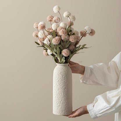 10.4 inches Tall Decorative Ceramic Vase Set, 3 Pieces, Nordic Modern Boho Style, White, Modern Farmhouse for Home Decor (Coffee Mix)