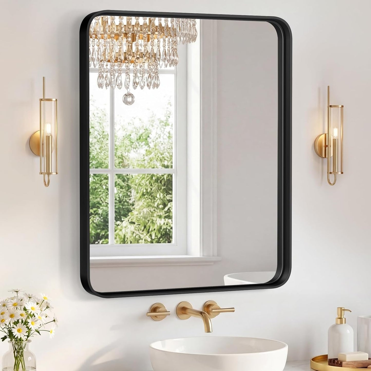 NEWBULIG Gold Round Wall Mirror 36 Inch, Bathroom Mirrors for Over Sink, Wall Decor for Bathroom, Entryway, Bedroom, Vanity