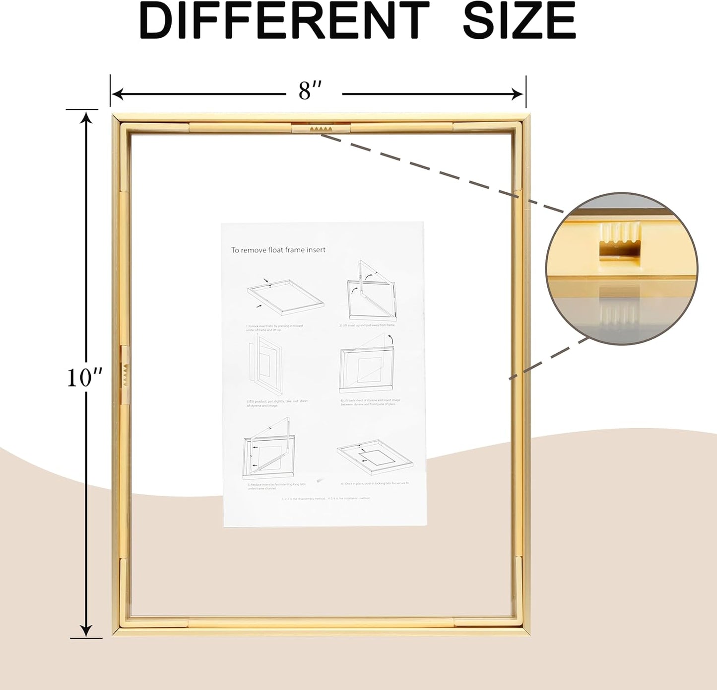 FrameWorks 8”x10” Deluxe Black Aluminum Contemporary Style Floating Picture Frame with Tempered Glass