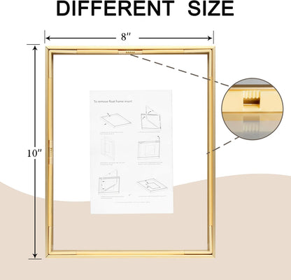 FrameWorks 8”x10” Deluxe Black Aluminum Contemporary Style Floating Picture Frame with Tempered Glass