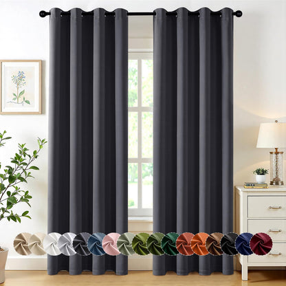 MIULEE Blackout Curtains for Bedroom Living Room 2 Panels, Thermal Insulated Room Darkening Drapes Grommet Noise Reducing Light Blocking Window Treatments 63 Inches Long 40x63 Inch Black - Colors A
