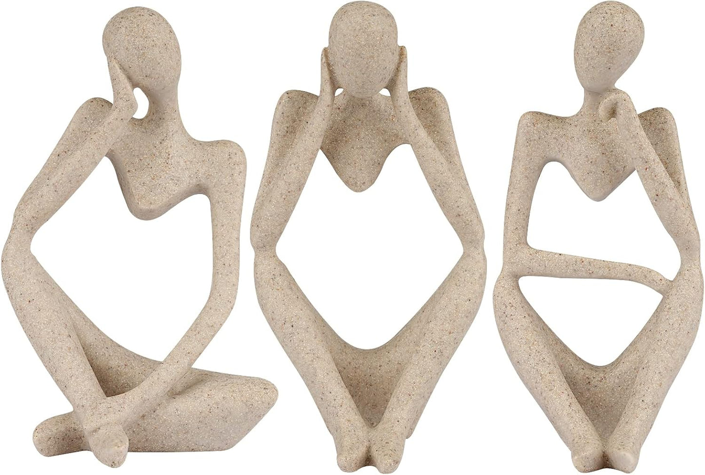 Sandstone Resin Thinker Style Abstract Sculpture Statue Collectible Figurines Home Office Bookshelf Desktop Decor(Small Sandstone,Left)