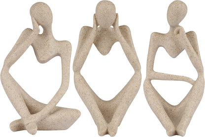 Sandstone Resin Thinker Style Abstract Sculpture Statue Collectible Figurines Home Office Bookshelf Desktop Decor(Small Sandstone,Left)