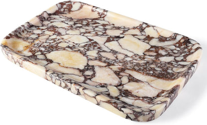 Marble Vanity Tray for Dresser Organizer, Travertine Bathroom Tray Countertop, Beige Decorative Serving Trays, Kitchen Sink Storage, Jewelry & Perfume Holder(Travertino Romano)
