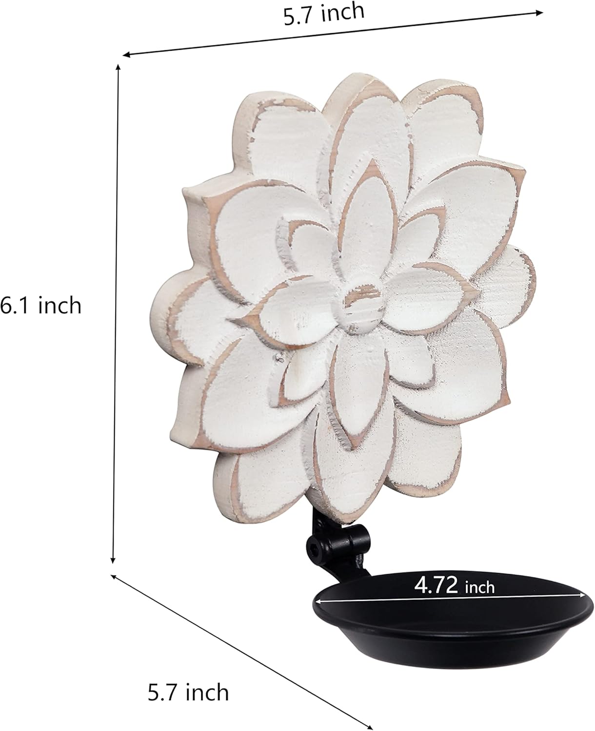 Farmhouse Candle Sconces Set of Two, Handcarved Wall Candle Holders Decorative, Flower Pattern, Distressed Finish Rustic Candle Holder Wall Decor for Living Room, Hallway