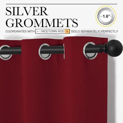 NICETOWN Halloween Pitch Black Solid Thermal Insulated Grommet Blackout Curtains/Drapes for Bedroom Window (2 Panels, 42 inches Wide by 63 inches Long, Black) - Colors A