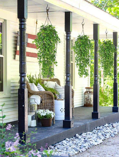 RECUTMS Artificial Hanging Plants Fake Hanging Plant Faux Eucalyptus Leaf Greenery Vine Outdoor UV Resistant Plastic Plants Home Garden Wedding Party Indoor Outdoor Decorations(White)