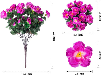 Ivydale Artificial Fake Flowers Plants for Outdoor Outside Spring Decor, Faux Silk Yellow Camellia UV Resistant Look Real for Planter Pot Porch Patio Balcony Garden Yard, 3 Large Bundles