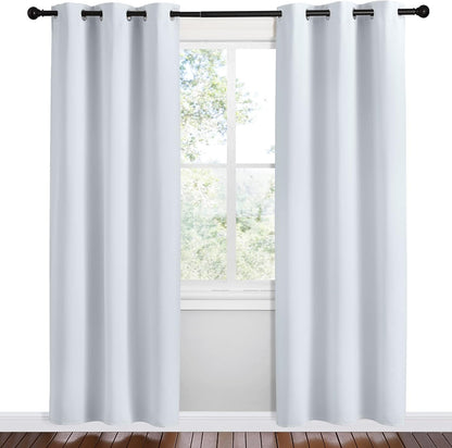 NICETOWN Halloween Pitch Black Solid Thermal Insulated Grommet Blackout Curtains/Drapes for Bedroom Window (2 Panels, 42 inches Wide by 63 inches Long, Black) - Colors A