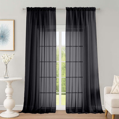 OWENIE Sheer Curtains 84 inches Long 2 Panels Set for Living Room/Bedroom, Rod Pocket Voile Sheer Panel Drapes, White, 2pcs, Each 42" W x 84" L - Colors B