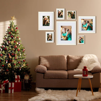 Egofine 8x10 Picture Frames Set of 4, Made of Solid Wood Covered by Plexiglass 4x6 and 5x7 with Mat or 8x10 without Mat, for Table Top Display and Wall Mounting Photo Frame Black