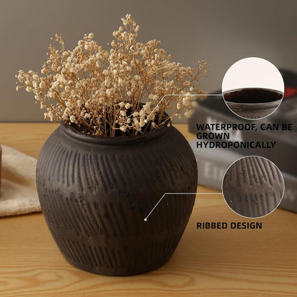 Rustic Vases for Home Decor. Ceramic Vase for Dining Table Decor. Terracotta Decorative Vase 6.1IN. ZSHLXM
