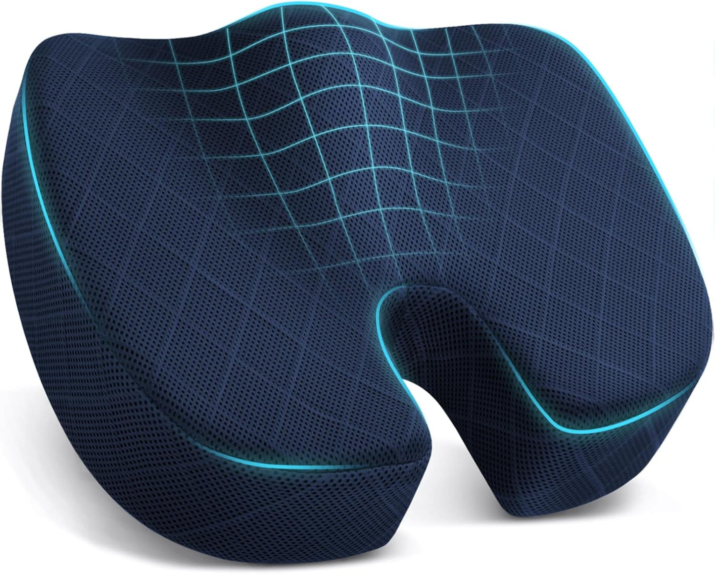 TushGuard Seat Cushion - Memory Foam Cushion for Office Chair, Car Seat, Airplane, Bleacher - Sciatica & Hip & Coccyx Pain Relief Desk Chair Cushion for Long Sitting Office Workers, Car Drivers
