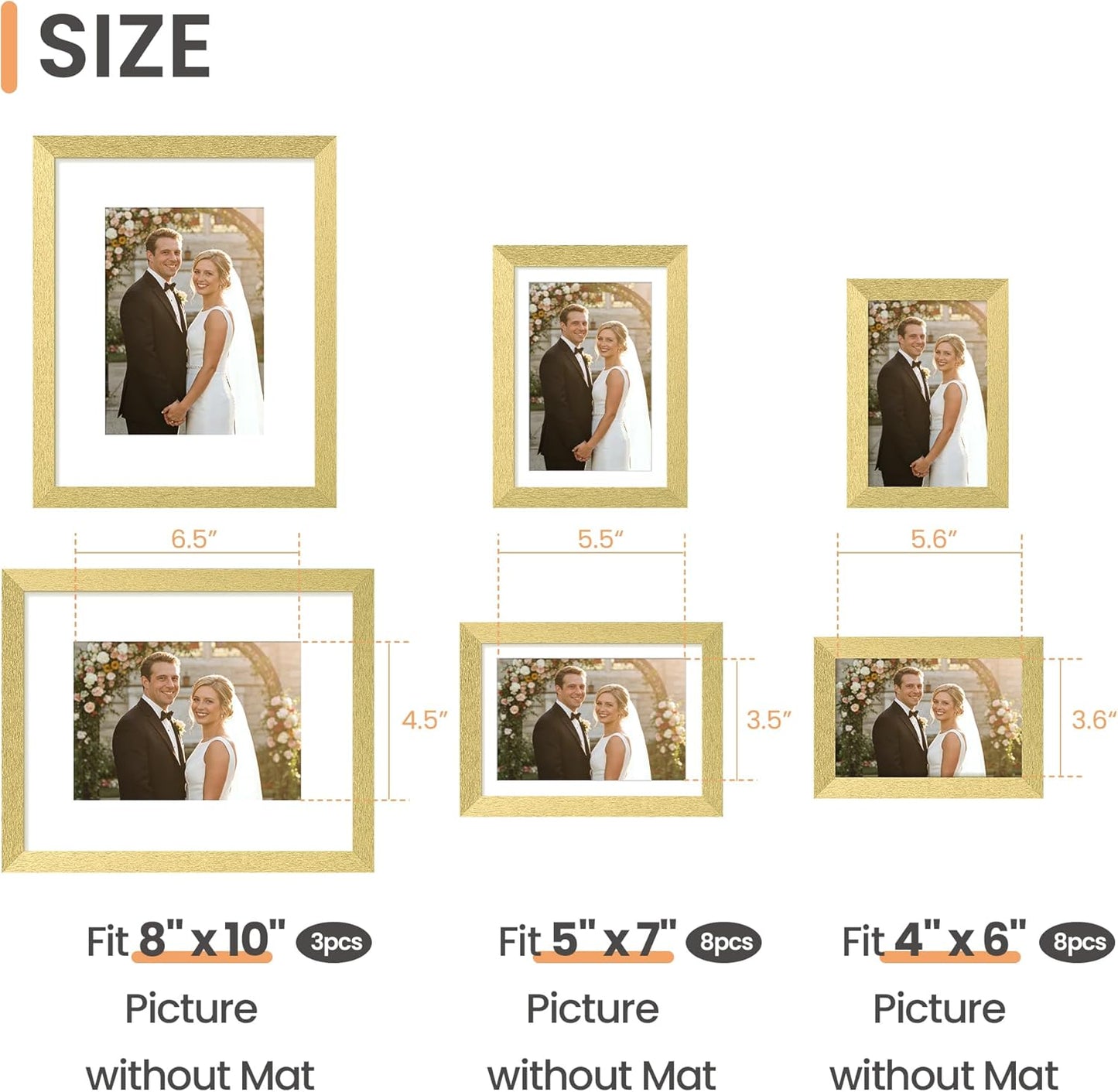 upsimples 19 Pack Picture Frames Collage Wall Decor for Mounting or Tabletop Display, Photo Gallery Frame Set for Family, Multi Sizes Including 8x10, 5x7, 4x6, Brown
