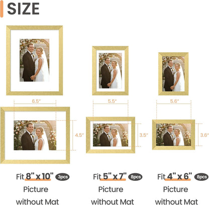 upsimples 19 Pack Picture Frames Collage Wall Decor for Mounting or Tabletop Display, Photo Gallery Frame Set for Family, Multi Sizes Including 8x10, 5x7, 4x6, Brown
