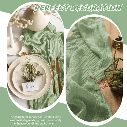 10 Pack Beige Cheesecloth Table Runner 17x108 Inch Boho Gauze Cheese Cloth Table Runners for Wedding Party Baby Shower Birthday Home Decor