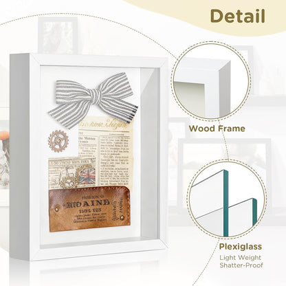 Shadow Box Frame 8x10 - 3 Pack Wood Deep Shadowbox with Glass Shadow Boxes Display Cases Suitable for Photos, Dried Flowers, Handicrafts Picture Frames for Wall (Black)