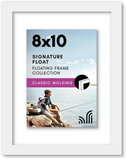 Americanflat 12x18 Floating Picture Frame with Polished Crystal-Clear Glass - Use as 8x10 Picture Frame or Display 5x7 Photo - Signature Float Collection - Photo Frames for Wall Display - Black