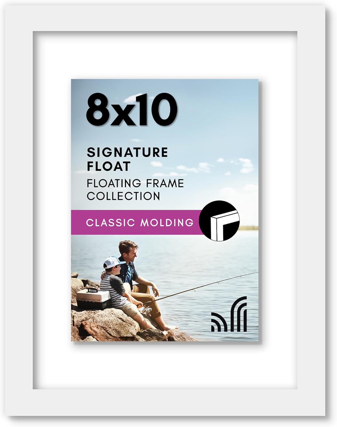 Americanflat 12x18 Floating Picture Frame with Polished Crystal-Clear Glass - Use as 8x10 Picture Frame or Display 5x7 Photo - Signature Float Collection - Photo Frames for Wall Display - Black