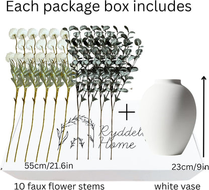 100pcs Artificial Flowers Arrangement With Vase Included, Dining Table Centerpiece Decorations, Fake Flowers in Vase, Dried Pampas Grass Floral Centerpieces, Coffee Table Decor, Centro de Mesa
