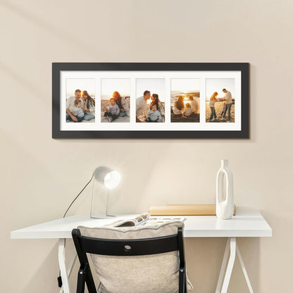 DUENPY 14x26 Collage Picture Frame 4x6 Collage Picture Frame Displays Twelve 4x6 inch Photos Available Horizontal Wall Mounting Display and Vertical Black - Colors A