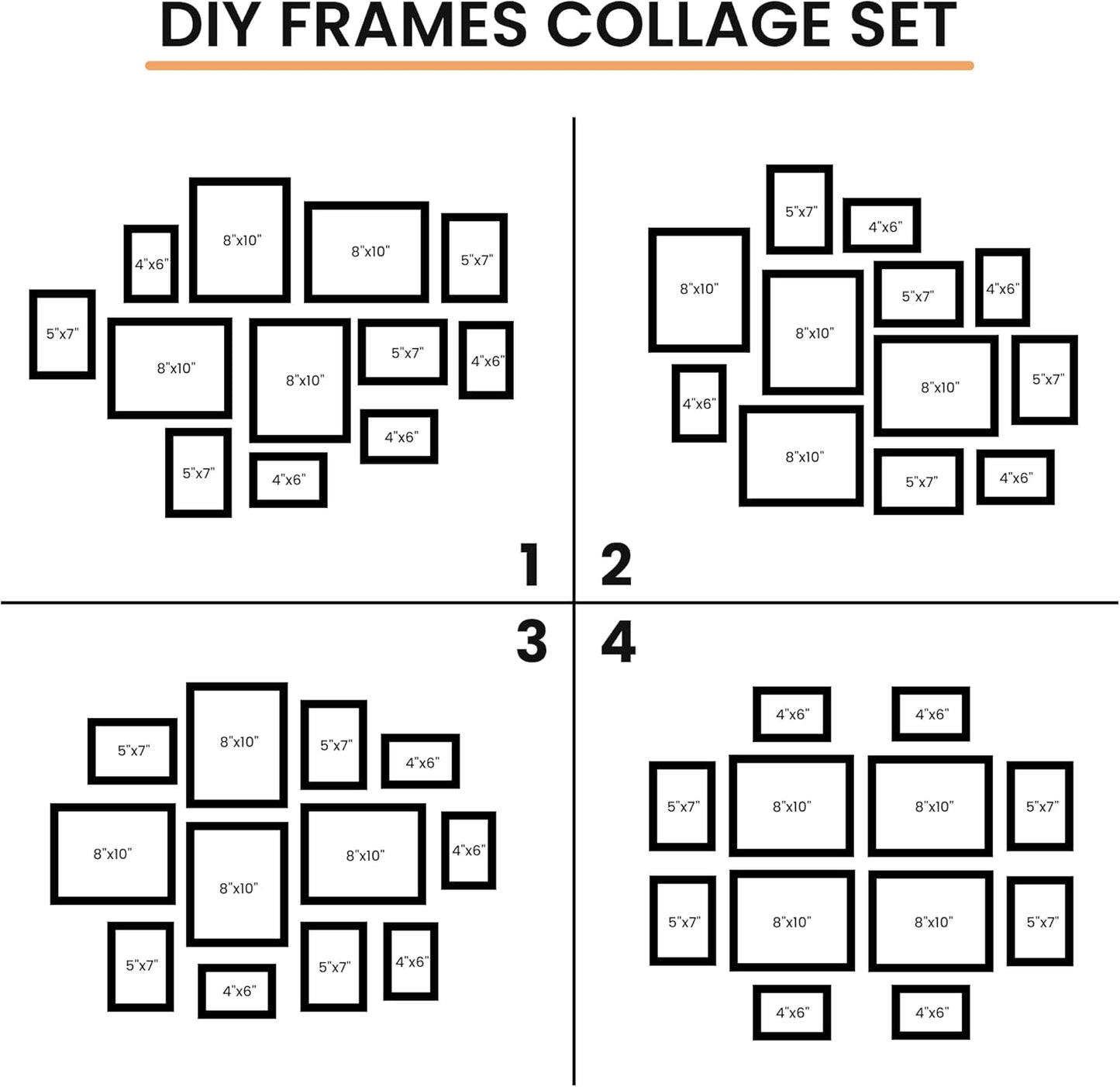 Venusmiles 20 Pack Picture Frames Collage Wall Decor, Gallery Frame Set for Wall Mounting or Tabletop Display, Multi Sizes Including 4pcs 8x10, 8pcs 5x7, 8pcs 4x6, Oak