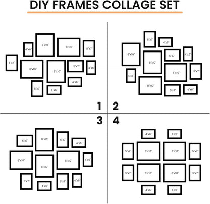 Venusmiles 20 Pack Picture Frames Collage Wall Decor, Gallery Frame Set for Wall Mounting or Tabletop Display, Multi Sizes Including 4pcs 8x10, 8pcs 5x7, 8pcs 4x6, Oak