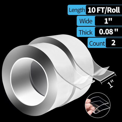 Art3d Double-Sided Mounting Tape (10FT), Multipurpose Removable Adhesive Foam Tape, Transparent, Household