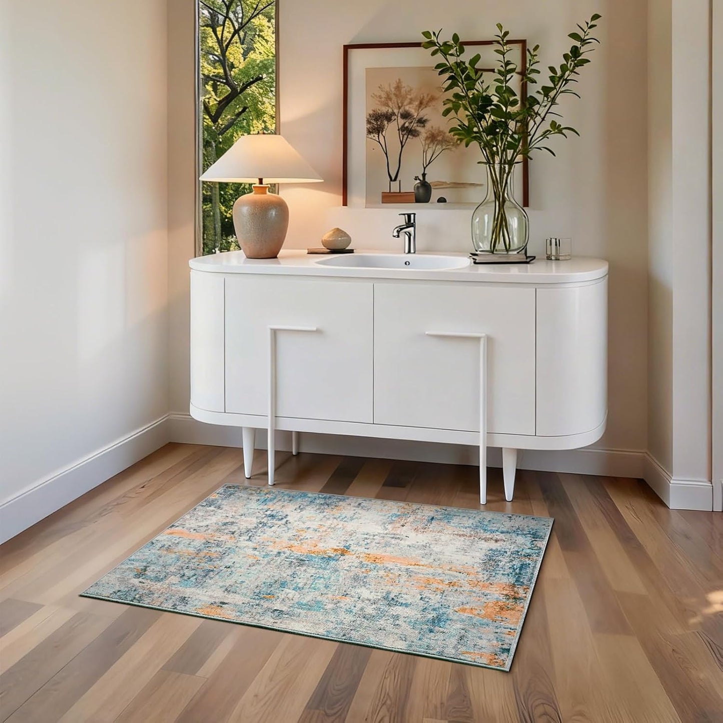 Ompaa 2x6 Rug Runners for Hallways Kitchen Runner Rug Non Slip Washable Grey Long Runner Rugs with Rubber Backing Soft Abstract Carpet Runner for Hallways, Kitchen, Bedroom, Bathroom, Entryway - Colors B
