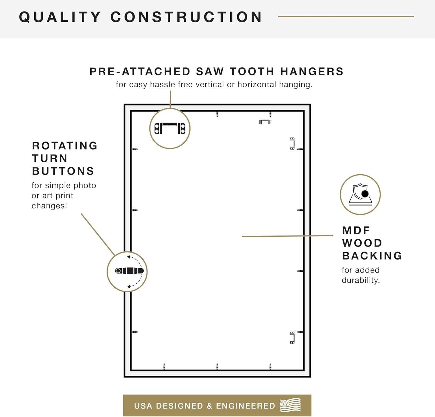 MCS Studio Gallery 16x24 Poster Frame Black Woodgrain Engineered Wood, Vertical & Horizontal Wall Hanging Large Picture Frame for Photos, Posters & Art Prints (1-Pack)