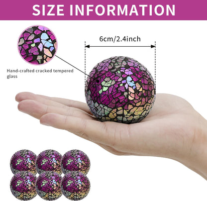 Kesywale 6PCS Decorative Balls Set 2.4 Inches/ 6cm Small Mosaic Spheres Glass Orbs Decorative Balls for Centerpiece Bowls Vases Fillers Dining Coffee Table Wedding Party Decor (Black)