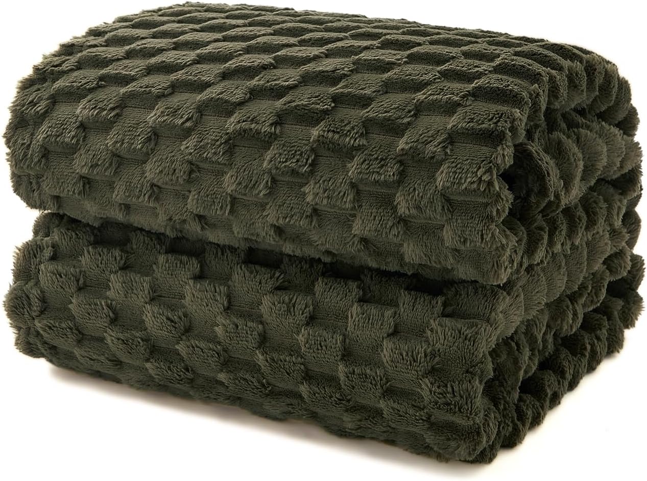 EXQ Home Fleece Throw Blanket for Couch or Bed - 3D Imitation Turtle Shell Jacquard Decorative Blankets - Cozy Soft Lightweight Fuzzy Flannel Blanket Suitable for All Seasons(50"×60",Beige)