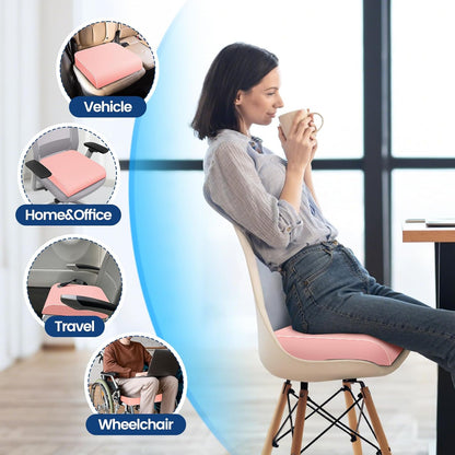 SweetSlubr Seat Cushion for Tailbone Pain Relief, Office Chair Cushion, Memory Foam Large Cushion with Non-Slip Cover for Soft Support at Office Chair, Car Seat, Airplane, Floor Pillow, Black/Large