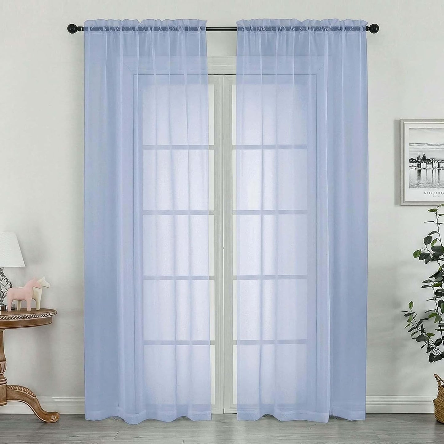 OWENIE Sheer Curtains 84 inches Long 2 Panels Set for Living Room/Bedroom, Rod Pocket Voile Sheer Panel Drapes, White, 2pcs, Each 42" W x 84" L - Colors A