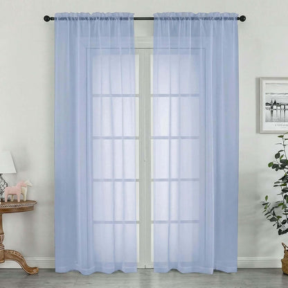 OWENIE Sheer Curtains 84 inches Long 2 Panels Set for Living Room/Bedroom, Rod Pocket Voile Sheer Panel Drapes, White, 2pcs, Each 42" W x 84" L - Colors A