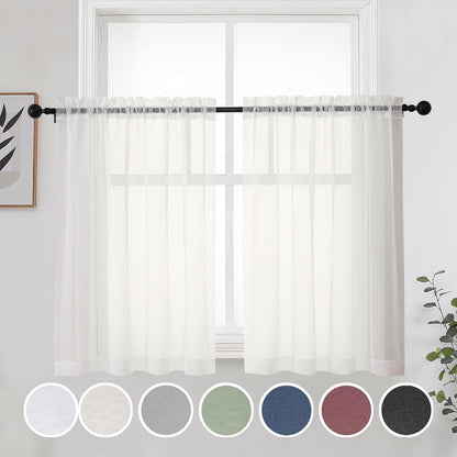 OWENIE Sheer Curtains 84 inches Long 2 Panels Set for Living Room/Bedroom, Rod Pocket Voile Sheer Panel Drapes, White, 2pcs, Each 42" W x 84" L - Colors B
