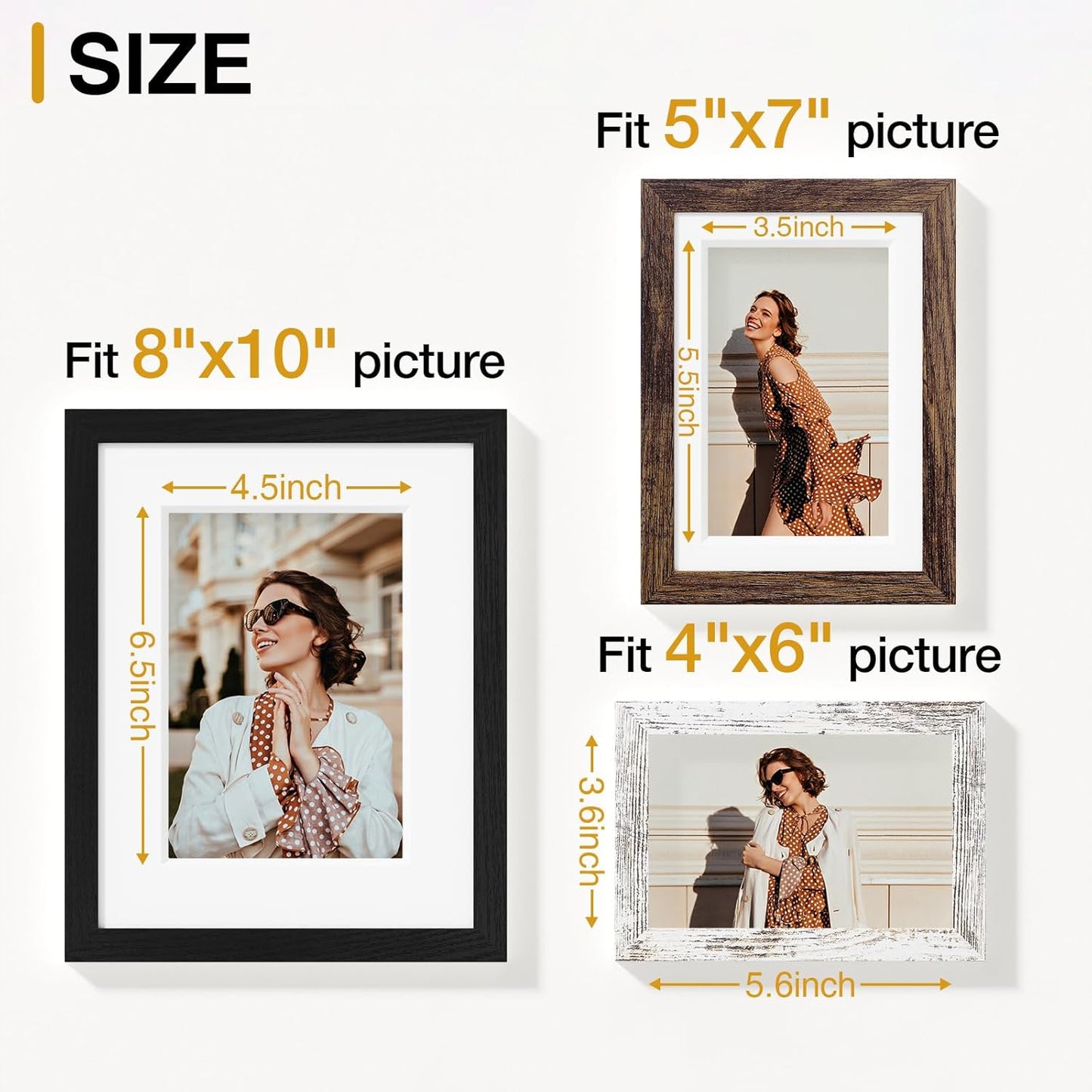 Vittanly 20 Pack Picture Frames Collage Wall Decor, Multi Sizes Including 4pcs 8x10, 8pcs 5x7 and 8pcs 4x6 Photo Frames, Gallery Frame Set for Wall or Tabletop Display, Black, Brown and Dark Grey