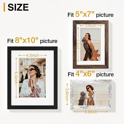 Vittanly 20 Pack Picture Frames Collage Wall Decor, Multi Sizes Including 4pcs 8x10, 8pcs 5x7 and 8pcs 4x6 Photo Frames, Gallery Frame Set for Wall or Tabletop Display, Black, Brown and Dark Grey