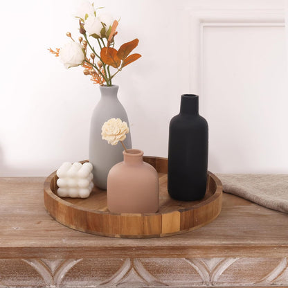 Modern Ceramic Vase Set of 5, Vases Home Decor Rustic Farmhouse Decorative Vase Pottery Vases for Bouquet Pampas Grass Dried Fresh Flowers, Table Living Room Kitchen Bedroom