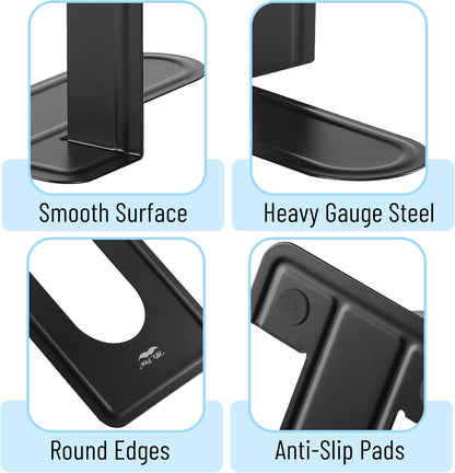 Mr. Pen- Book Ends, Black, 4 Pack, Heavy Duty Metal Bookends for Shelves, Book Holders for Shelves, Metal Bookends
