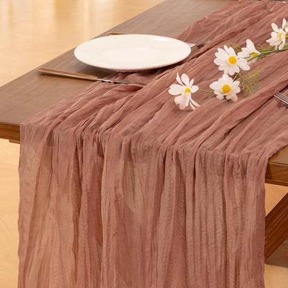 Socomi 3pcs Sage Green Cheesecloth Table Runner Summer Boho Rustic Gauze 120 inch 10FT Cheese Cloth Sheer Runner for Wedding Party Baby Shower Home Decor Holiday Decorations