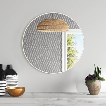 White Round Mirror 30 Inch, Circle Wall Mirrors for Bathroom, Bedroom Living Room or Entryway