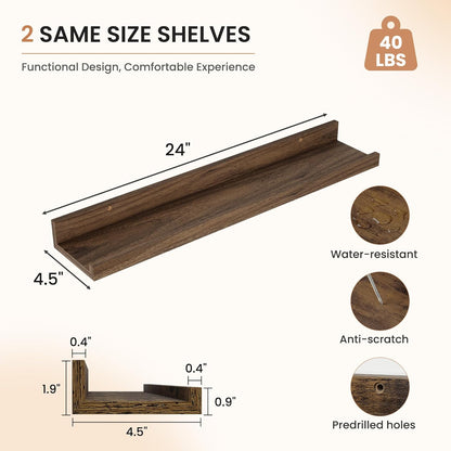 Dreamland Picture Ledge Shelf for Wall, Floating Shelves Set of 2, 48 Inch Long Floating Shelves with Lip for Living Room, Bedroom, Bathroom, Kitchen, White