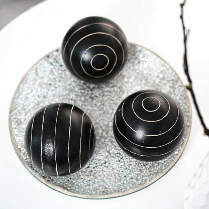 Set of 6 Decorative Orbs for Bowls and Vases - Circle Pattern - Resin Round Sphere Balls for Living, Dining Room Coffee Table Centerpiece Home Decor
