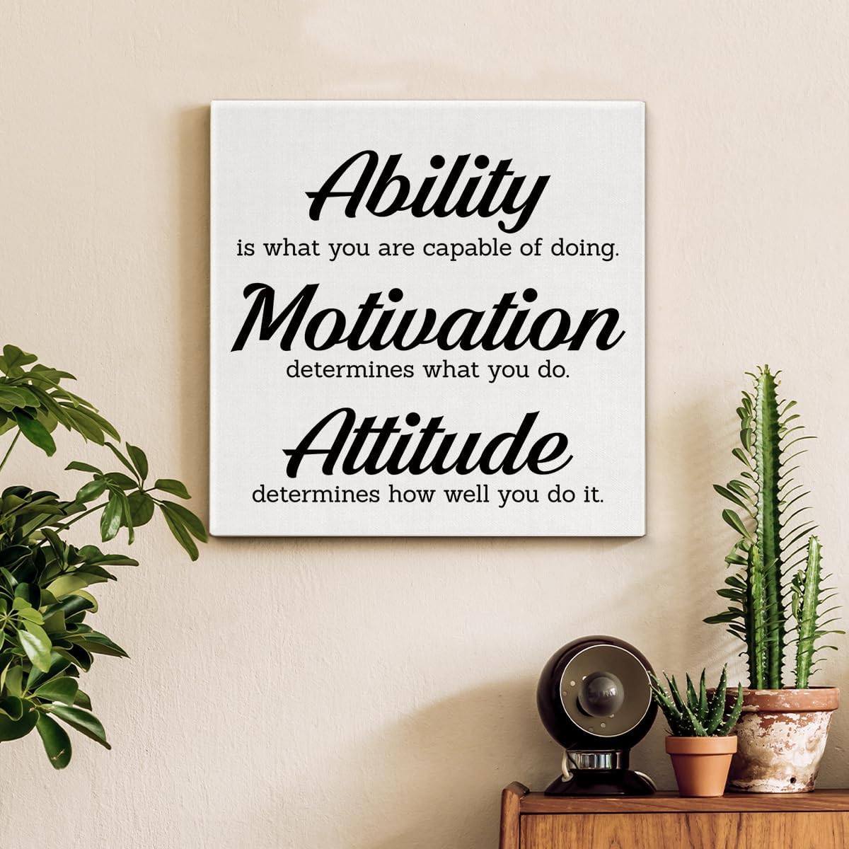 Inspirational Farmhouse Canvas Print Wall Art Decor One Small Positive Thought in the Morning Can Change Your Whole Day Sign Painting Plaque Rustic Home Decoration (8 X 8 Inches, Framed)
